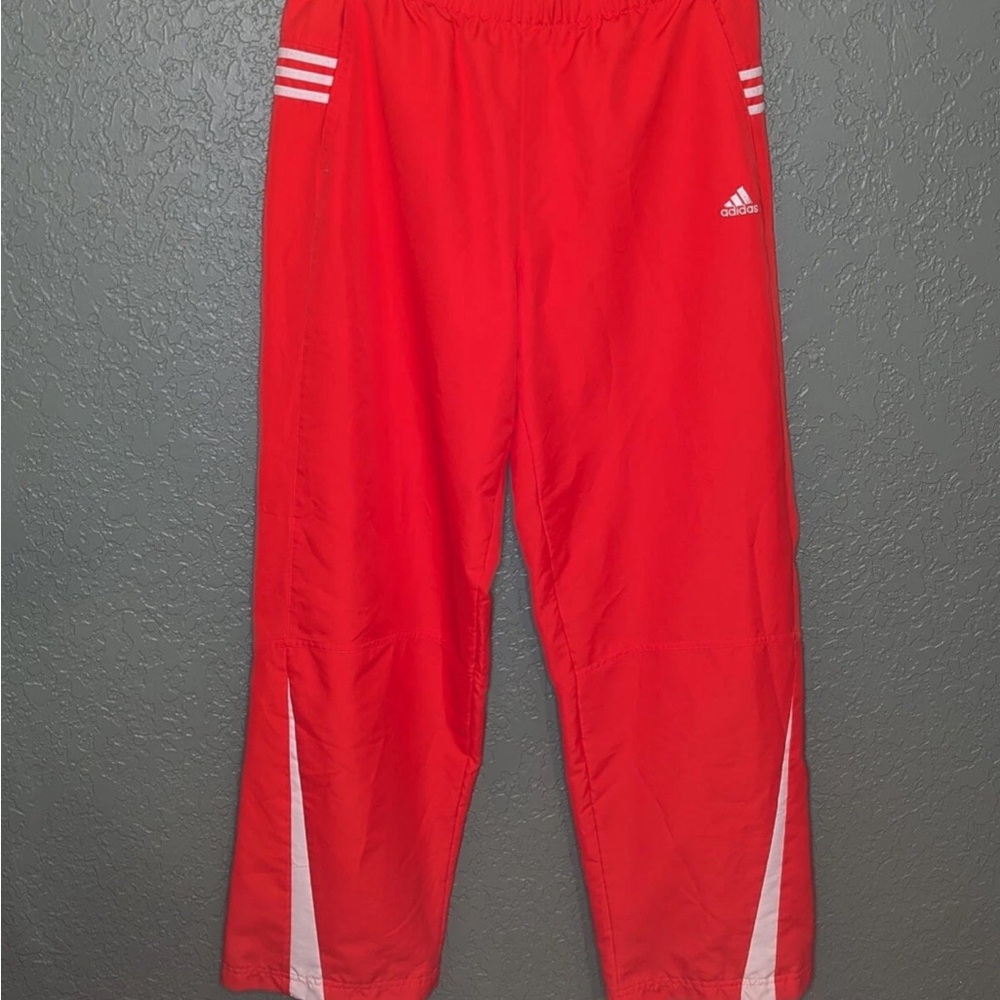 Adidas orange y2k baggy Athletic Pants with White Stripes